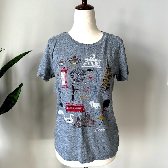 J. Crew London Landmarks Graphic Short Sleeve Tee Shirt - Picture 1 of 6